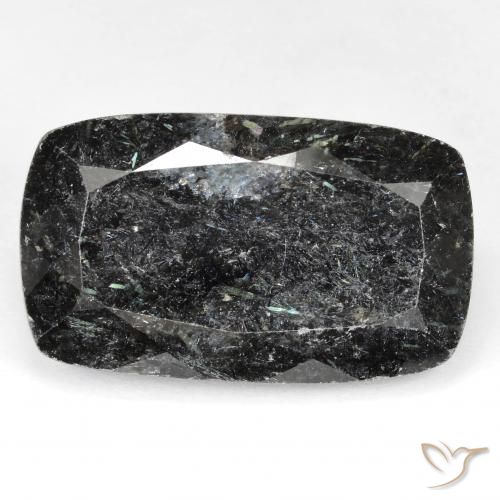 29.18ct Natürlicher Schwarz mit blauem Glanz Nuummit, Kissen, Lichtundurchlässig
