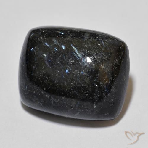 17.27ct Natürlicher Schwarz mit blauem Glanz Nuummit, Kissen, Lichtundurchlässig