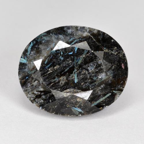 9,17 ctw natürlicher Schwarz mit blauem Glanz Nuummite, Oval Schliff, Lichtundurchlässig