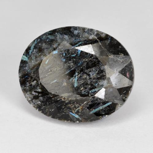 9,17 ctw natürlicher Schwarz mit blauem Glanz Nuummite, Oval Schliff, Lichtundurchlässig