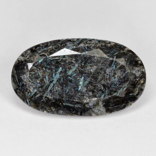 9,17 ctw natürlicher Schwarz mit blauem Glanz Nuummite, Oval Schliff, Lichtundurchlässig