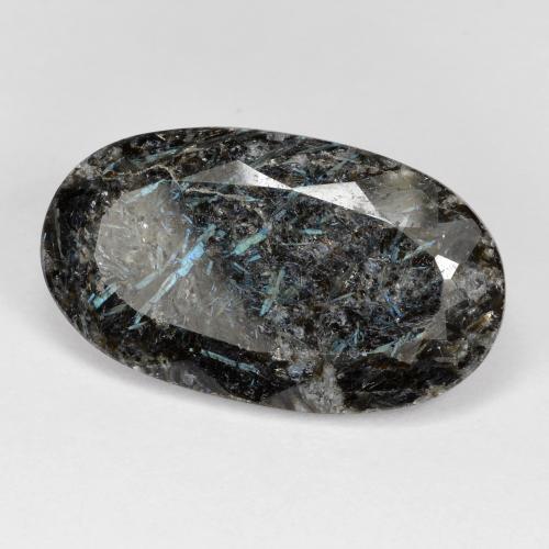 9,17 ctw natürlicher Schwarz mit blauem Glanz Nuummite, Oval Schliff, Lichtundurchlässig