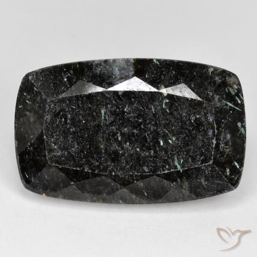 31.64ct Natürlicher Schwarz mit blauem Glanz Nuummit, Kissen, Lichtundurchlässig