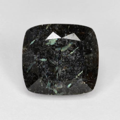 7,92 ctw natürlicher Schwarz mit blauem Glanz Nuummit, Kissenschliff, Lichtundurchlässig