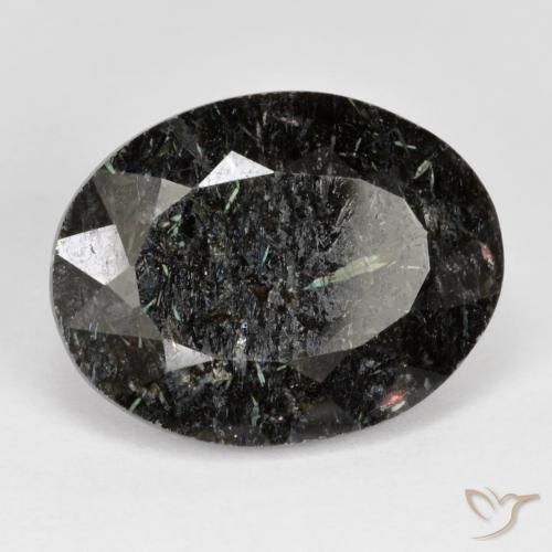 9,17 ctw natürlicher Schwarz mit blauem Glanz Nuummite, Oval, Lichtundurchlässig