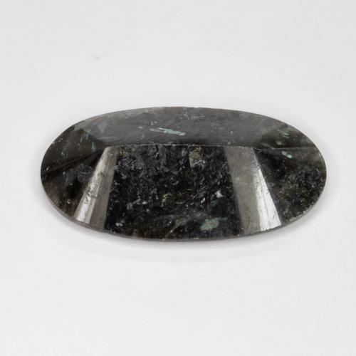 9,17 ctw natürlicher Schwarz mit blauem Glanz Nuummite, Oval Schliff, Lichtundurchlässig