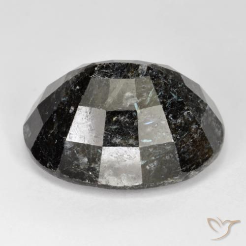9,17 ctw natürlicher Schwarz mit blauem Glanz Nuummite, Oval, Lichtundurchlässig