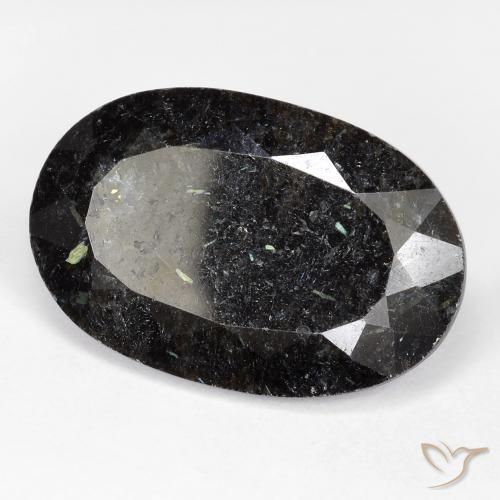9,17 ctw natürlicher Schwarz mit blauem Glanz Nuummite, Oval, Lichtundurchlässig
