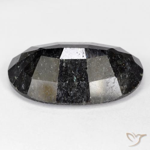 9,17 ctw natürlicher Schwarz mit blauem Glanz Nuummite, Oval, Lichtundurchlässig