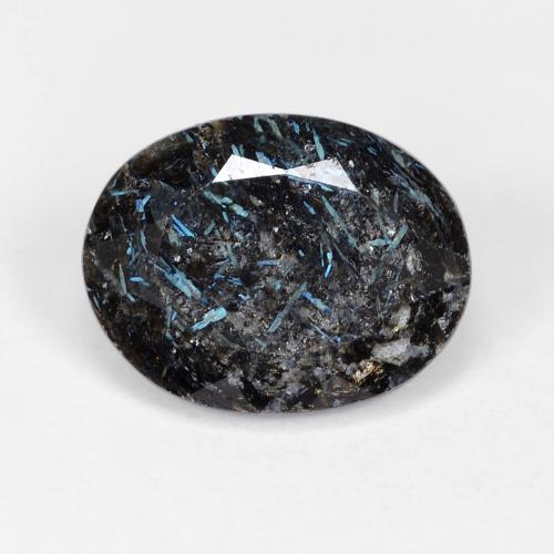 8,47 ctw natürlicher Schwarz mit blauem Glanz Nuummit, Oval Schliff, Lichtundurchlässig
