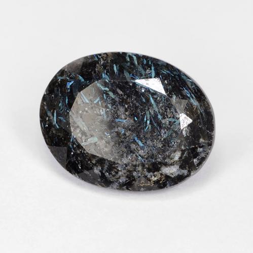 8,47 ctw natürlicher Schwarz mit blauem Glanz Nuummit, Oval Schliff, Lichtundurchlässig
