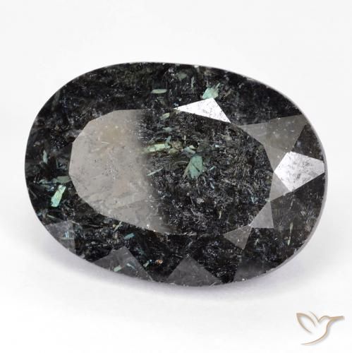 9,17 ctw natürlicher Schwarz mit blauem Glanz Nuummite, Oval, Lichtundurchlässig
