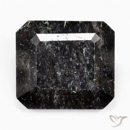 26.45ct Natürlicher Schwarz mit blauem Glanz Nuummit, Smaragdschliff, Lichtundurchlässig