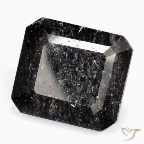 9,17 ctw natürlicher Schwarz mit blauem Glanz Nuummite, Oktagonschliff, Lichtundurchlässig