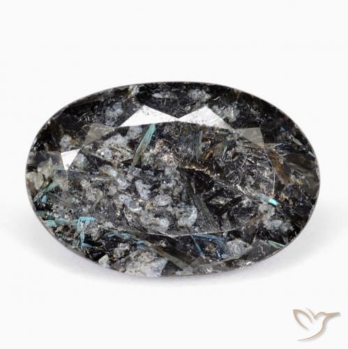 21.56ct Natürlicher Schwarz mit blauem Glanz Nuummit, Oval, Lichtundurchlässig