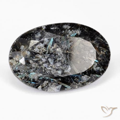 9,17 ctw natürlicher Schwarz mit blauem Glanz Nuummite, Oval, Lichtundurchlässig