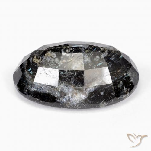 9,17 ctw natürlicher Schwarz mit blauem Glanz Nuummite, Oval, Lichtundurchlässig