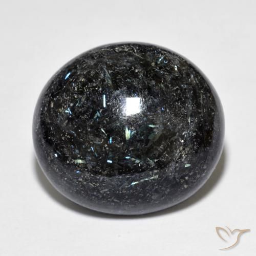 15.33ct Natürlicher Schwarz mit blauem Glanz Nuummit, Oval, Lichtundurchlässig