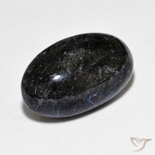 9,17 ctw natürlicher Schwarz mit blauem Glanz Nuummite, Oval, Lichtundurchlässig
