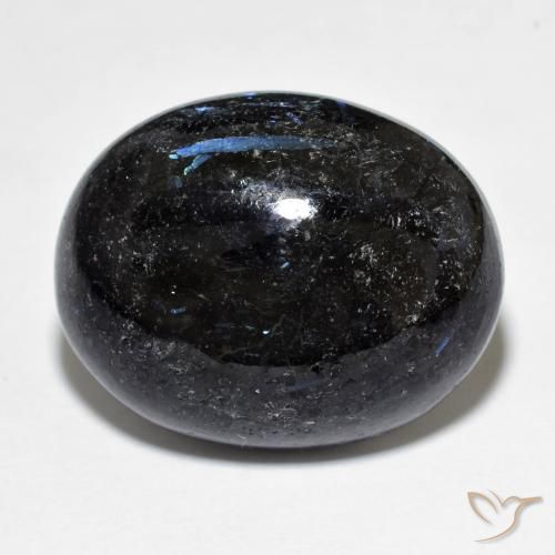21.81ct Natürlicher Schwarz mit blauem Glanz Nuummit, Oval, Lichtundurchlässig