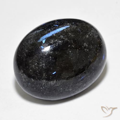 9,17 ctw natürlicher Schwarz mit blauem Glanz Nuummite, Oval, Lichtundurchlässig