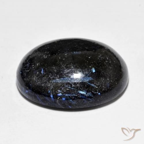 9,17 ctw natürlicher Schwarz mit blauem Glanz Nuummite, Oval, Lichtundurchlässig