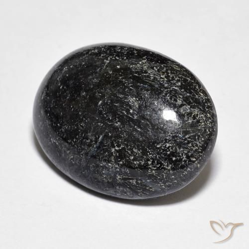 9,17 ctw natürlicher Schwarz mit blauem Glanz Nuummite, Oval, Lichtundurchlässig