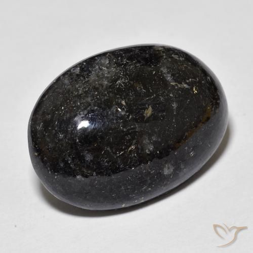 9,17 ctw natürlicher Schwarz mit blauem Glanz Nuummite, Oval, Lichtundurchlässig