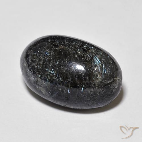 9,17 ctw natürlicher Schwarz mit blauem Glanz Nuummite, Oval, Lichtundurchlässig