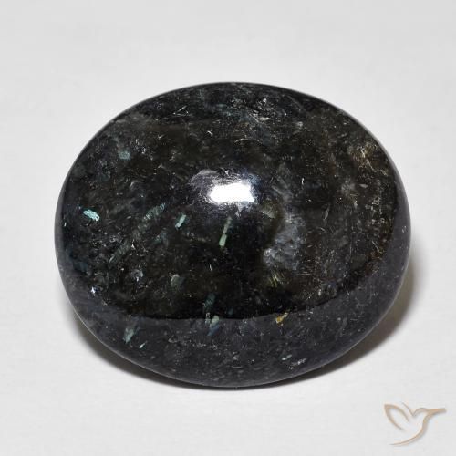 18.31ct Natürlicher Schwarz mit blauem Glanz Nuummit, Oval, Lichtundurchlässig
