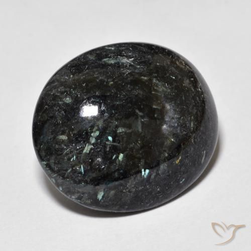 9,17 ctw natürlicher Schwarz mit blauem Glanz Nuummite, Oval, Lichtundurchlässig