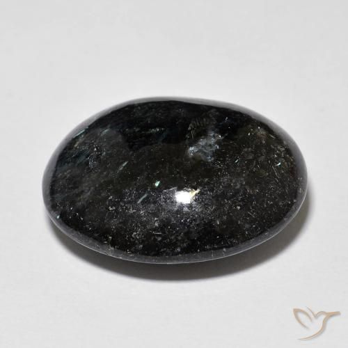 9,17 ctw natürlicher Schwarz mit blauem Glanz Nuummite, Oval, Lichtundurchlässig