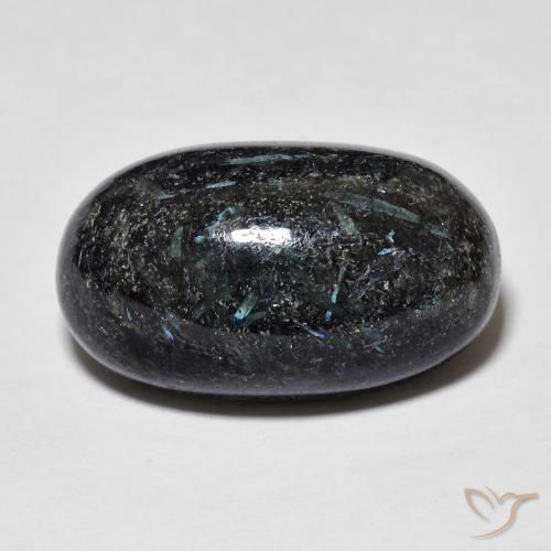 9,17 ctw natürlicher Schwarz mit blauem Glanz Nuummite, Oval, Lichtundurchlässig