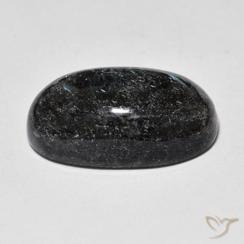 9,17 ctw natürlicher Schwarz mit blauem Glanz Nuummite, Oval, Lichtundurchlässig
