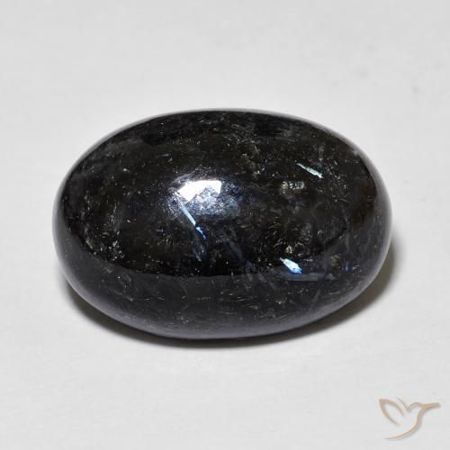12.71ct Natürlicher Schwarz mit blauem Glanz Nuummite, Oval, Lichtundurchlässig