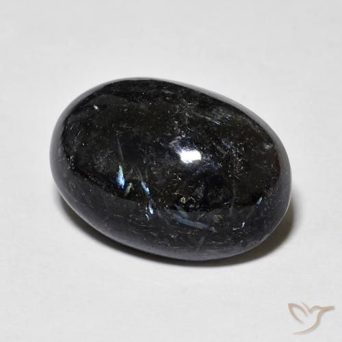 9,17 ctw natürlicher Schwarz mit blauem Glanz Nuummite, Oval, Lichtundurchlässig