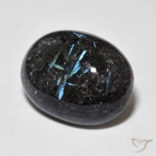 9,17 ctw natürlicher Schwarz mit blauem Glanz Nuummite, Oval, Lichtundurchlässig