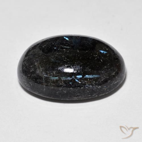 9,17 ctw natürlicher Schwarz mit blauem Glanz Nuummite, Oval, Lichtundurchlässig