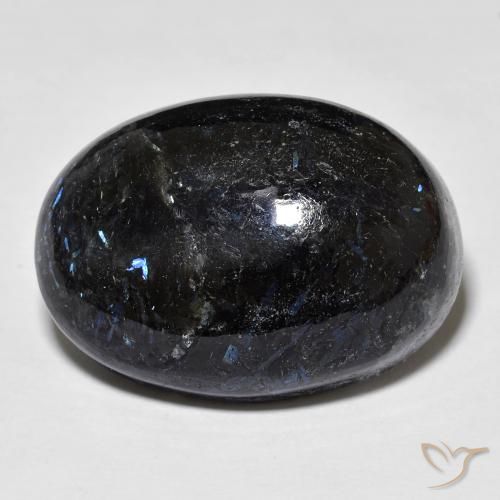28.34ct Natürlicher Schwarz mit blauem Glanz Nuummit, Oval, Lichtundurchlässig