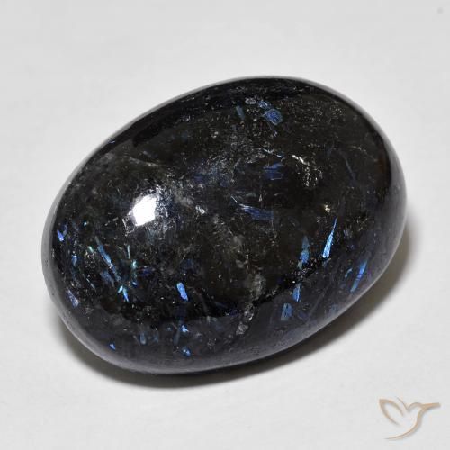 9,17 ctw natürlicher Schwarz mit blauem Glanz Nuummite, Oval, Lichtundurchlässig