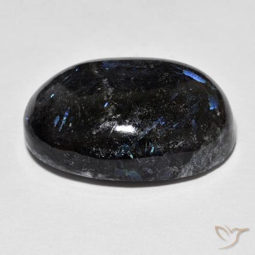 9,17 ctw natürlicher Schwarz mit blauem Glanz Nuummite, Oval, Lichtundurchlässig