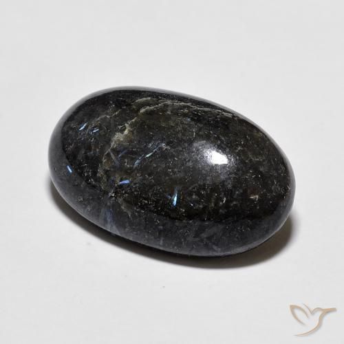 9,17 ctw natürlicher Schwarz mit blauem Glanz Nuummite, Oval, Lichtundurchlässig