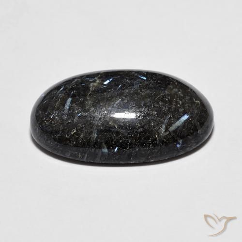 9,17 ctw natürlicher Schwarz mit blauem Glanz Nuummite, Oval, Lichtundurchlässig