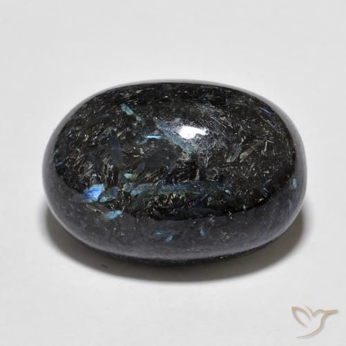 9,17 ctw natürlicher Schwarz mit blauem Glanz Nuummite, Oval, Lichtundurchlässig