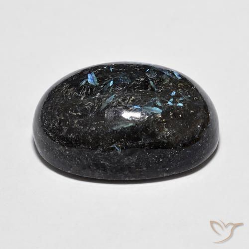 9,17 ctw natürlicher Schwarz mit blauem Glanz Nuummite, Oval, Lichtundurchlässig
