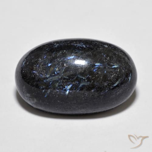 16.43ct Natürlicher Schwarz mit blauem Glanz Nuummite, Oval, Lichtundurchlässig