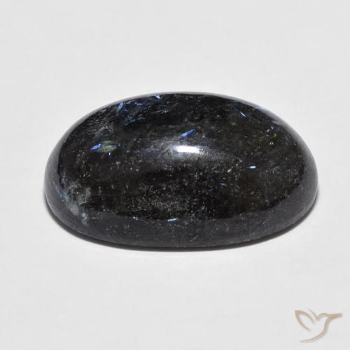 9,17 ctw natürlicher Schwarz mit blauem Glanz Nuummite, Oval, Lichtundurchlässig
