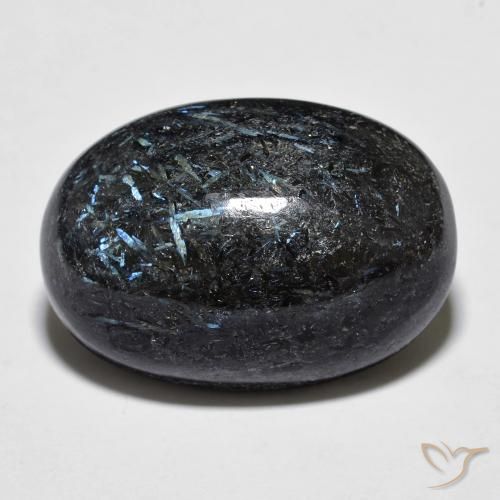 20.13ct Natürlicher Schwarz mit blauem Glanz Nuummit, Oval, Lichtundurchlässig