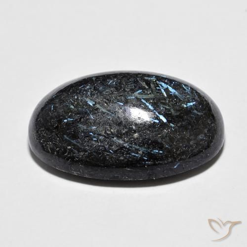 9,17 ctw natürlicher Schwarz mit blauem Glanz Nuummite, Oval, Lichtundurchlässig