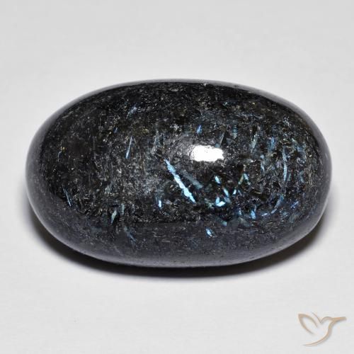 9,17 ctw natürlicher Schwarz mit blauem Glanz Nuummite, Oval, Lichtundurchlässig